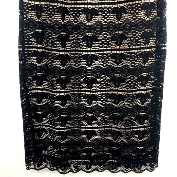 Sangria Black Lace Overlay Beaded Short Sleeve Sheath Dress - Picture 7 of 16